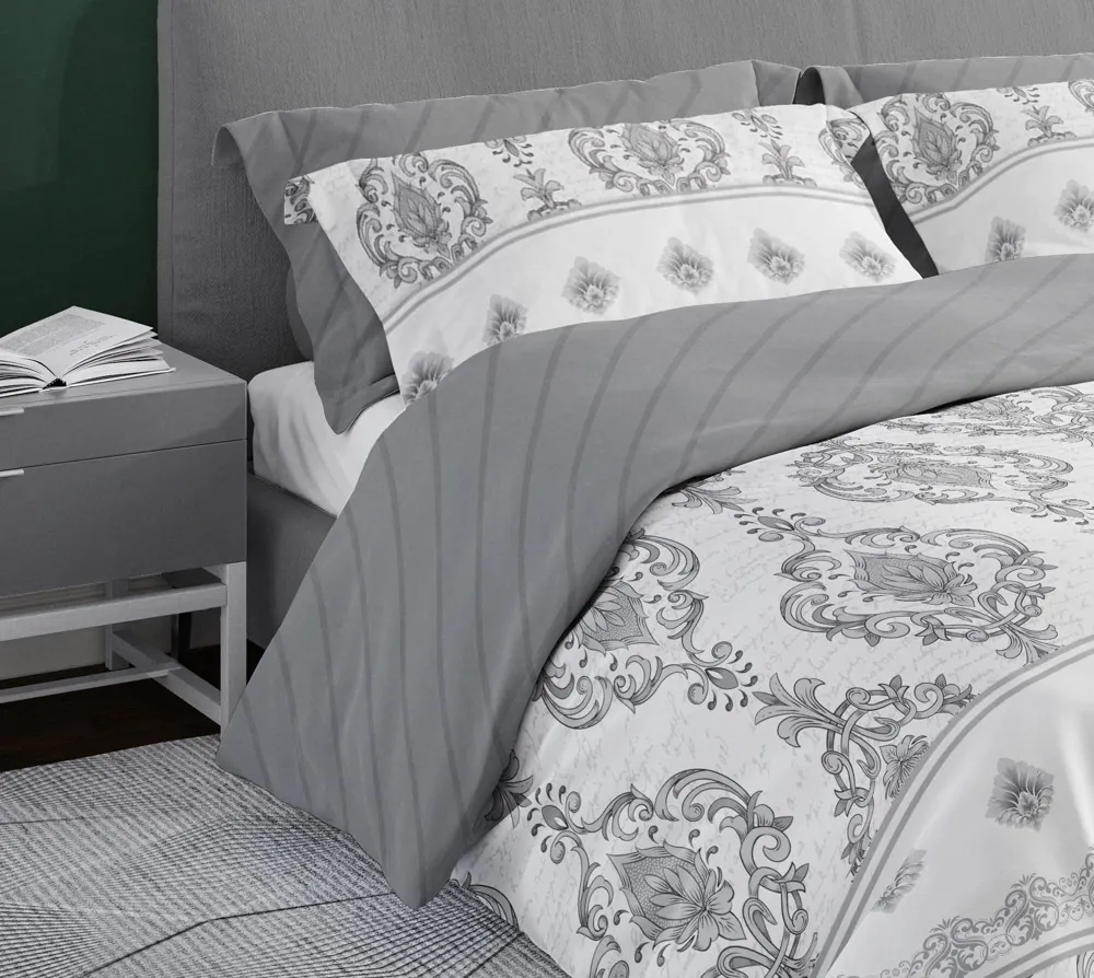 Pościel komplet PURE SATEEN 014 satyna bawełniana 160X200+2x70X80 szary - FARO_27918