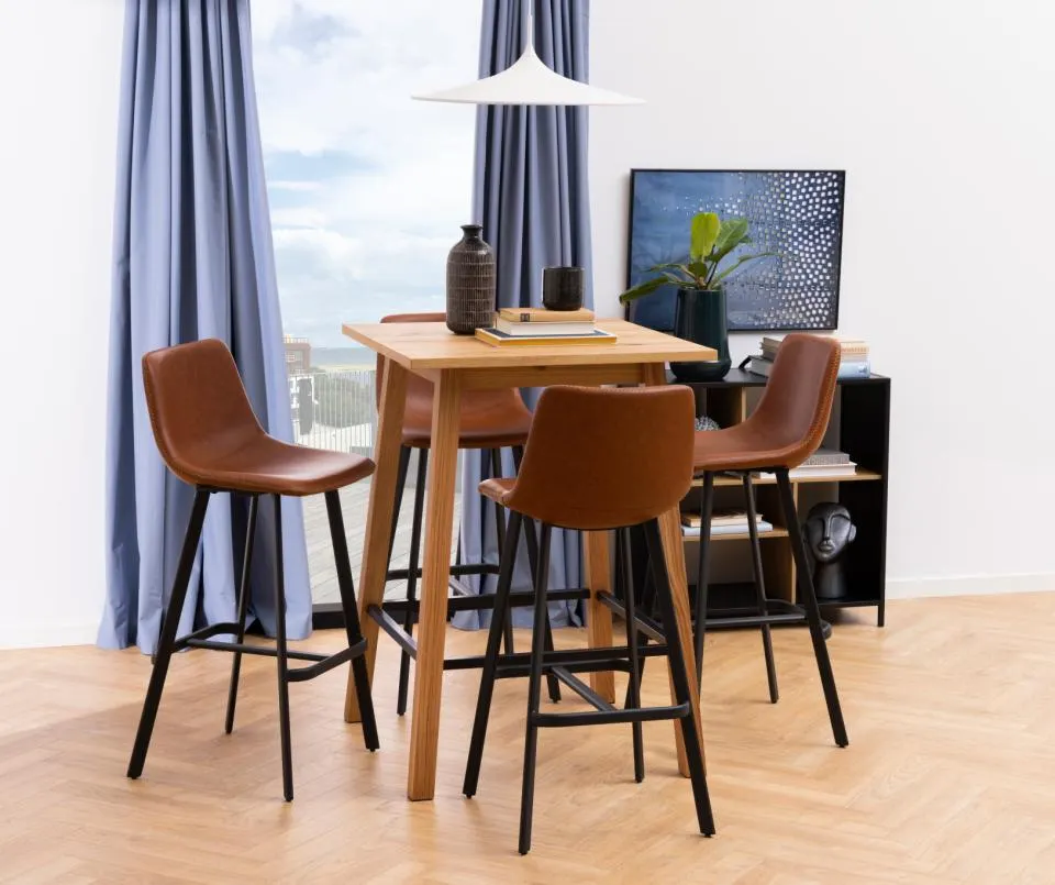 stół, wysoki blat, drewniany, krzesła, zestaw jadalniany