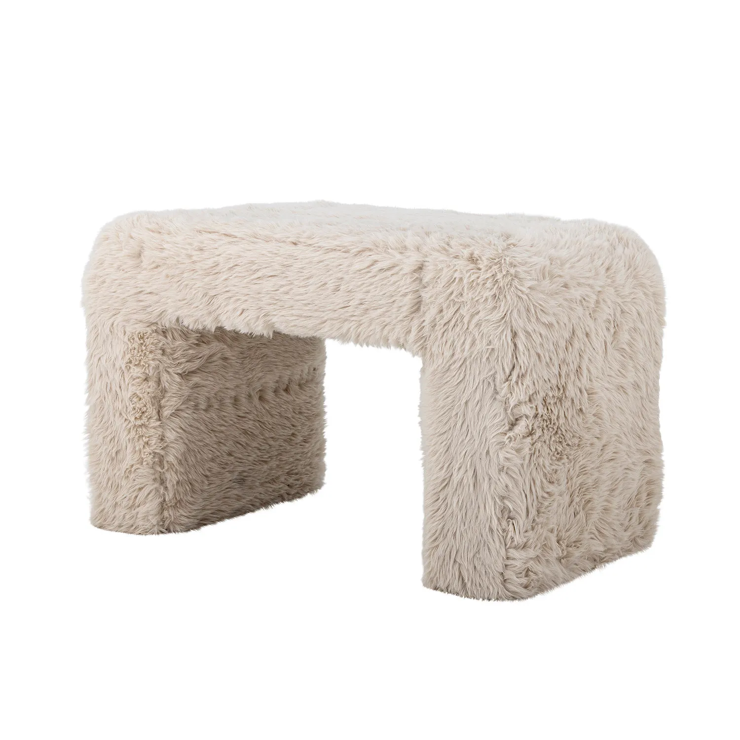 faux fur, stool, pouf, beige, soft texture