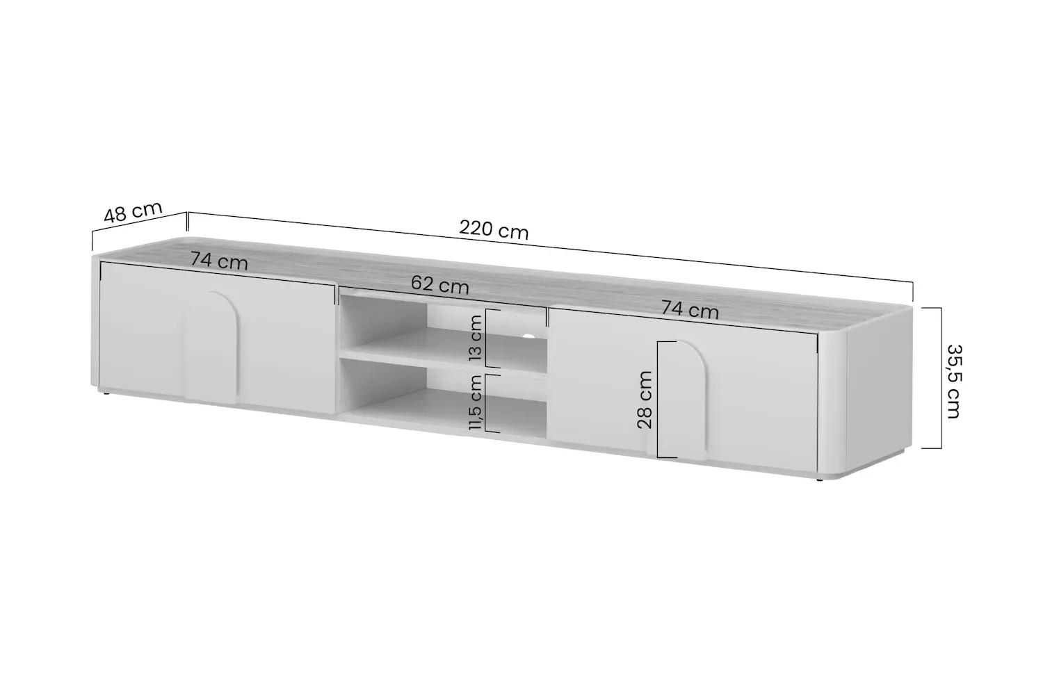 Szafka RTV z klapą i szufladą AMILIO 220 - cashmere dąb olejowany uchwyty cashmere - B_167063