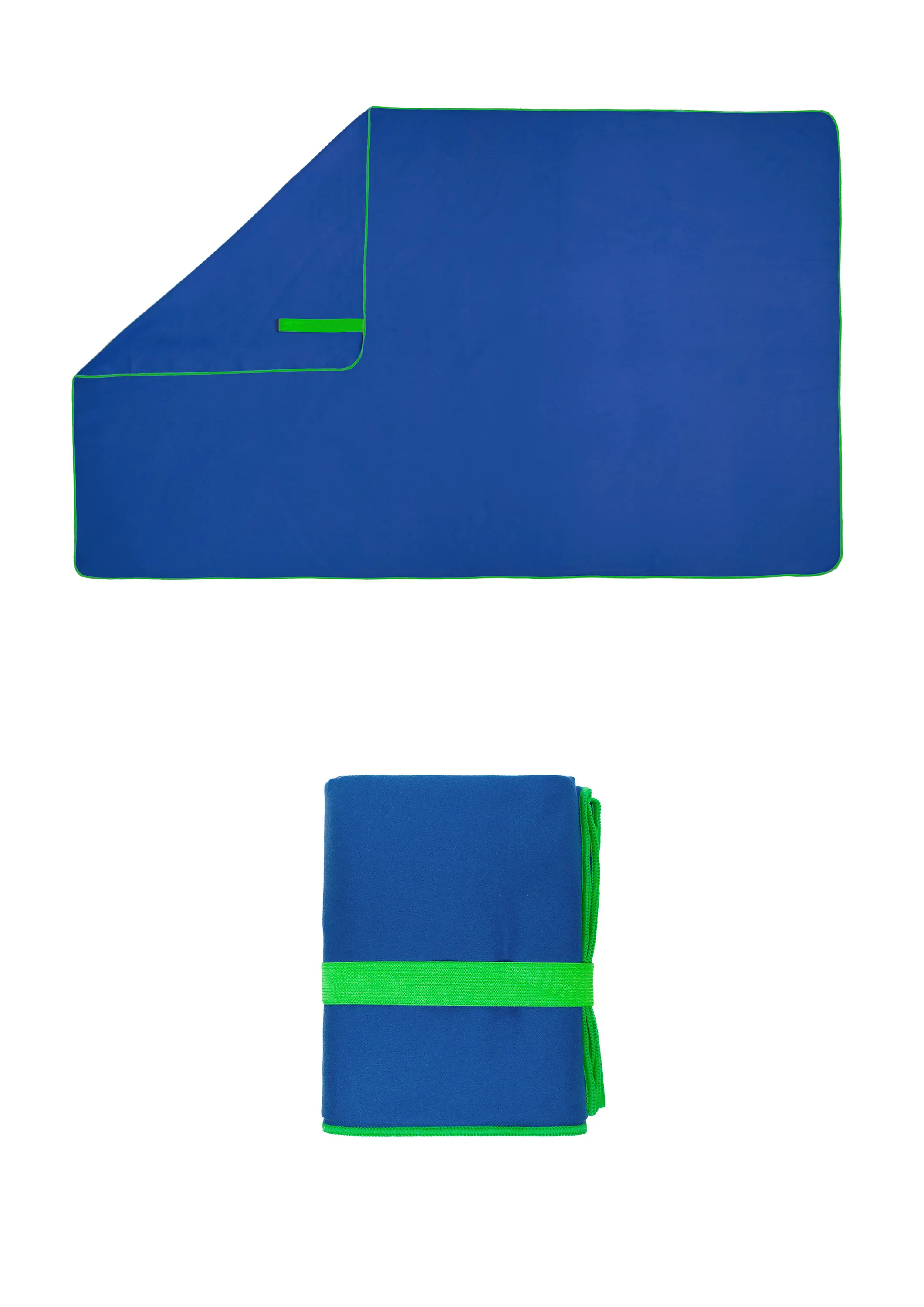 Ręcznik szybkoschnący FITNESS 80X130 z gumką niebieski obszycie zielone - FARO_28544