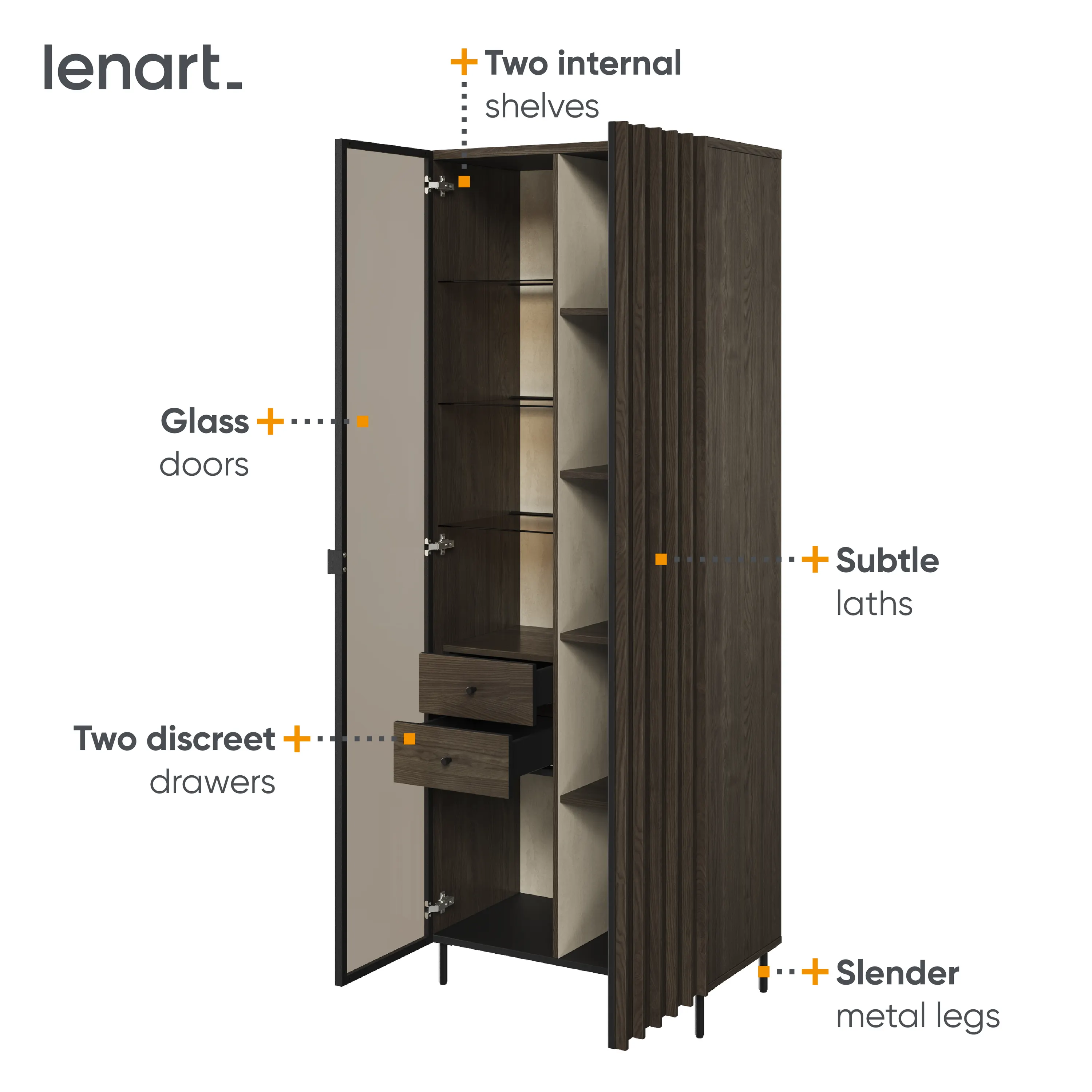 Witryna 2-drzwiowa LED Piemonte PE-02 lamel jesion portlandzki/czarny - PE2JCZ