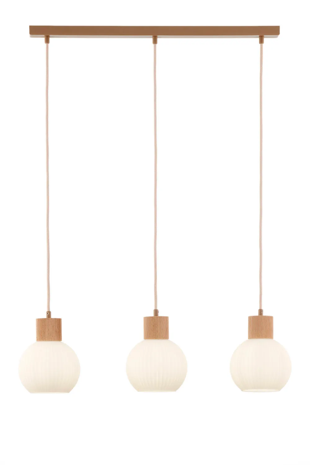 Lampa wisząca ALBA 3  beżowy biały drewno bukowe