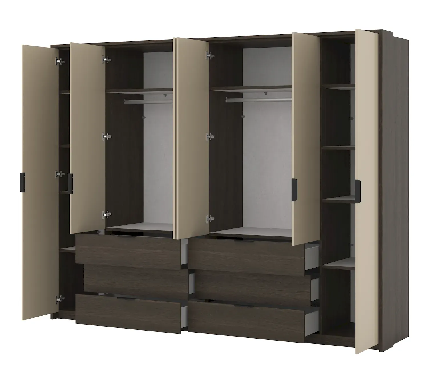 MOLA Szafa 6-drzwiowa z 6 szufladami MOLA dąb dunin jasny beż - 24D1OI29