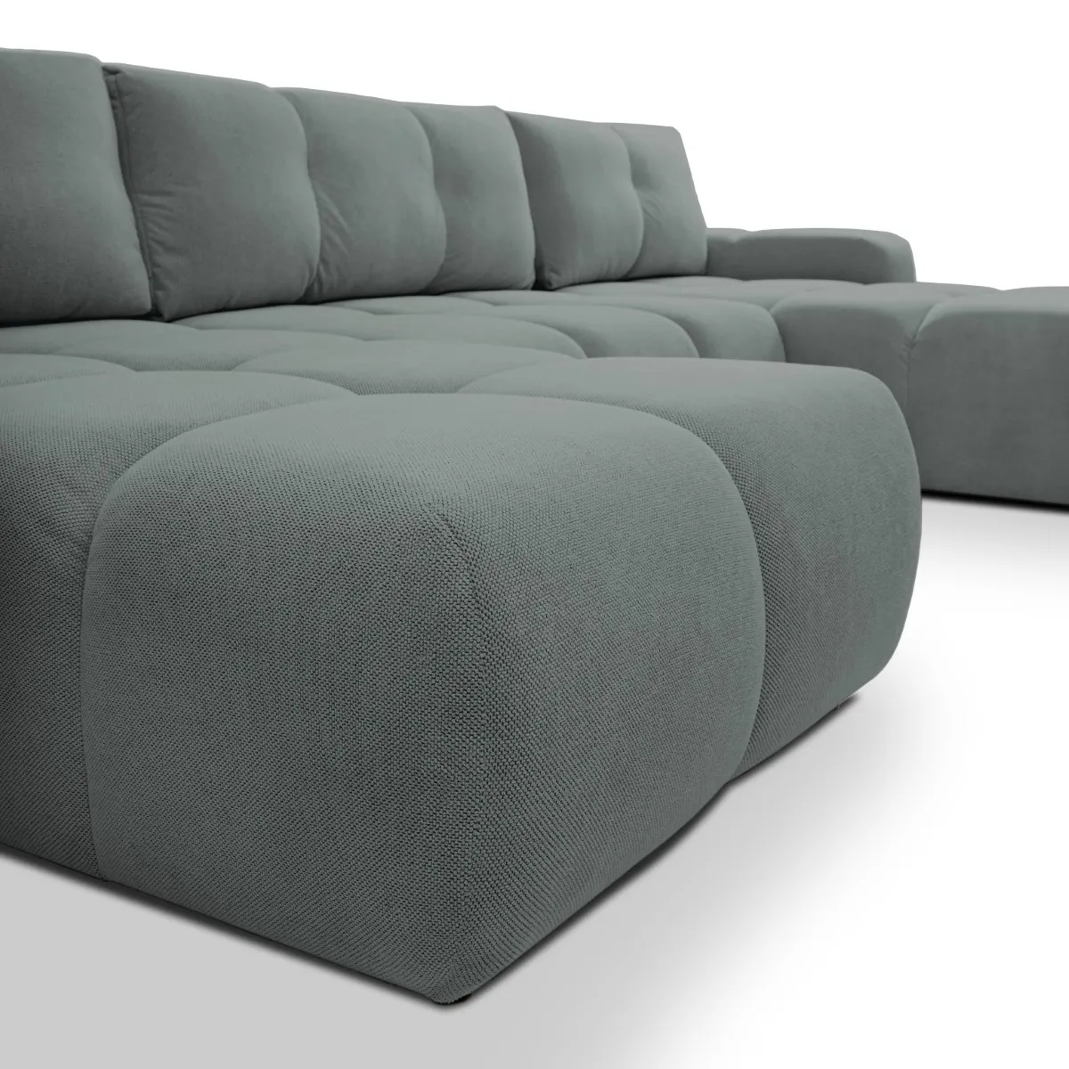 Narożnik rozkładany z pojemnikiem SOHO U CURIO 395 cm pikowany ciemnoszary - SOHO_NAR_CURIO93_U