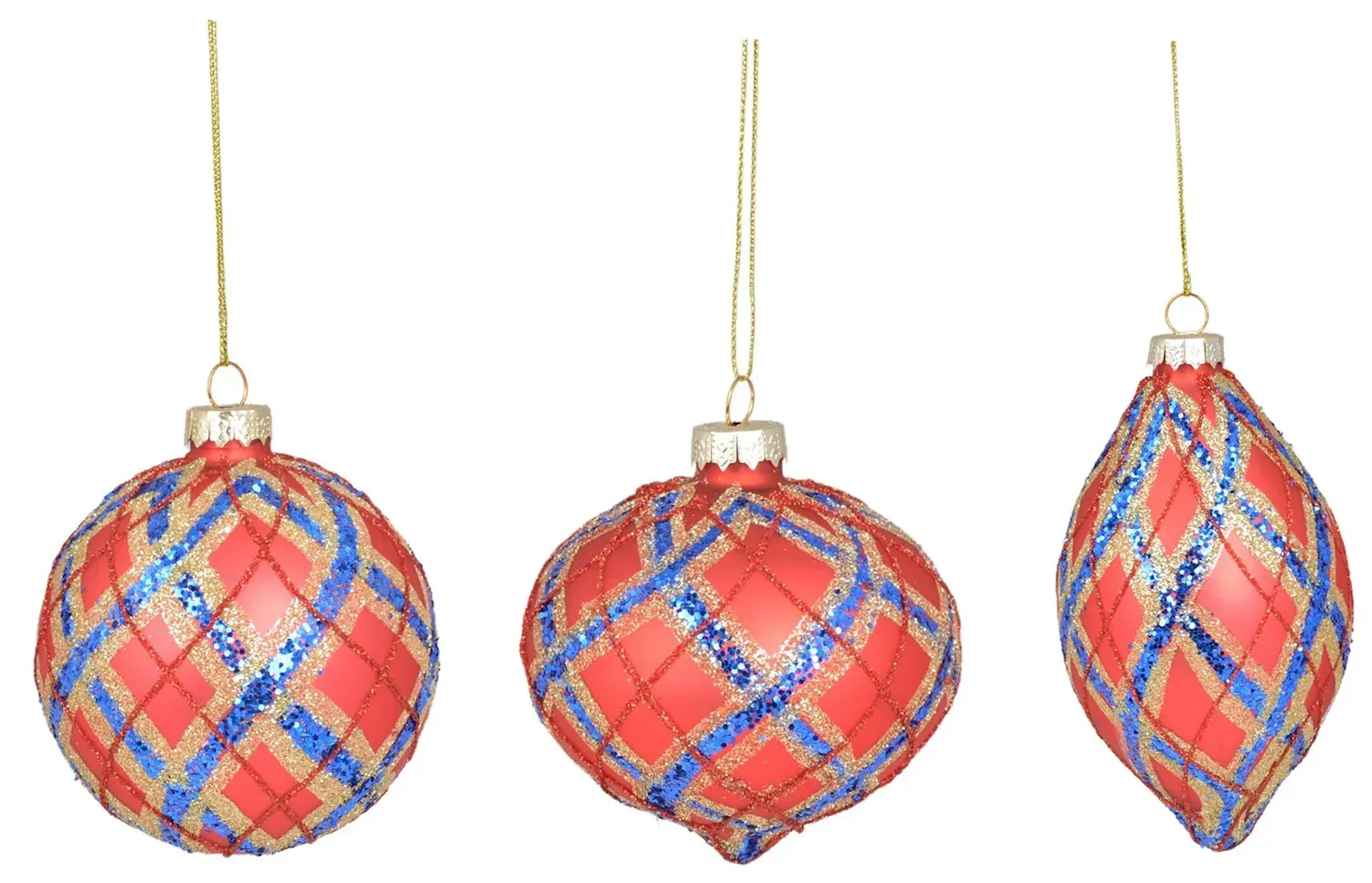 Bombki szklane 12 sztuk czerwono-niebieskie brokat Bombki szklane 12 sztuk czerwono-niebieskie brokat