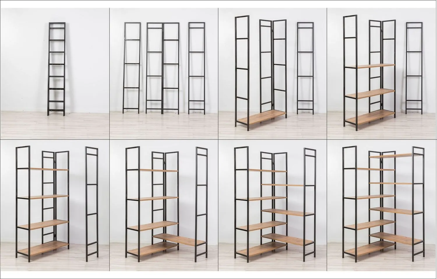 Regał narożny otwarty EDRA RAFIX 94x177 cm sosna atlantycka czarny - ASI_863SPH5130