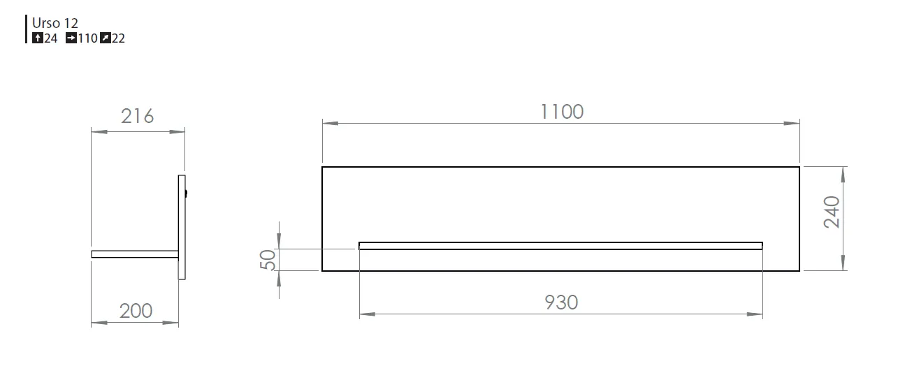 Półka ścienna URSO 12 craft złoty-czarny 111 cm - 1URSO12-001