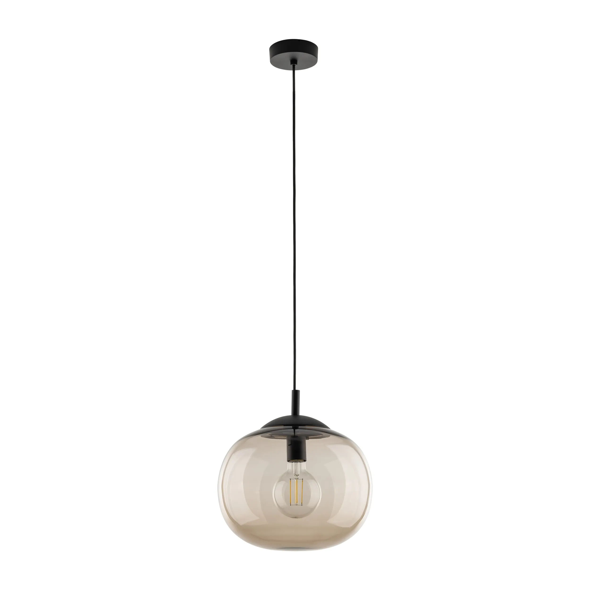 Lampa wisząca VIBE czarna z dymionym okrągłym kloszem 165x25cm