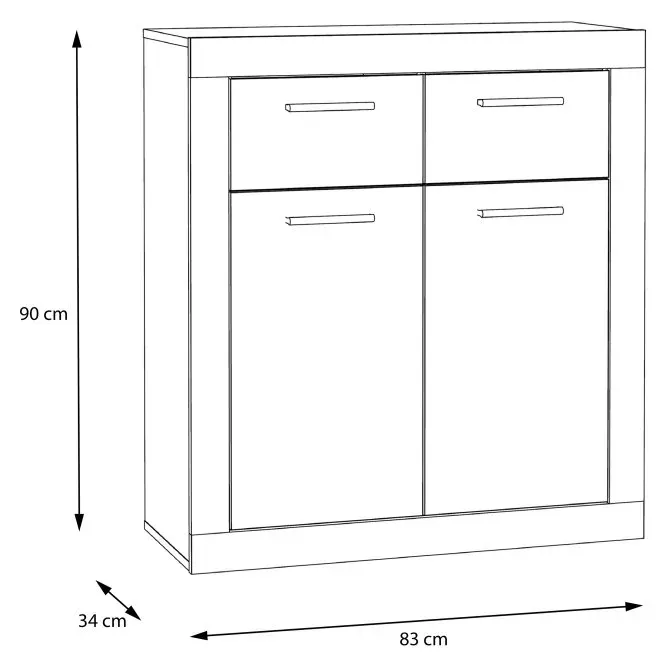 Komoda 2-drzwiowa z 2 szufladami BACCIO beton biały - BCCK221-C264