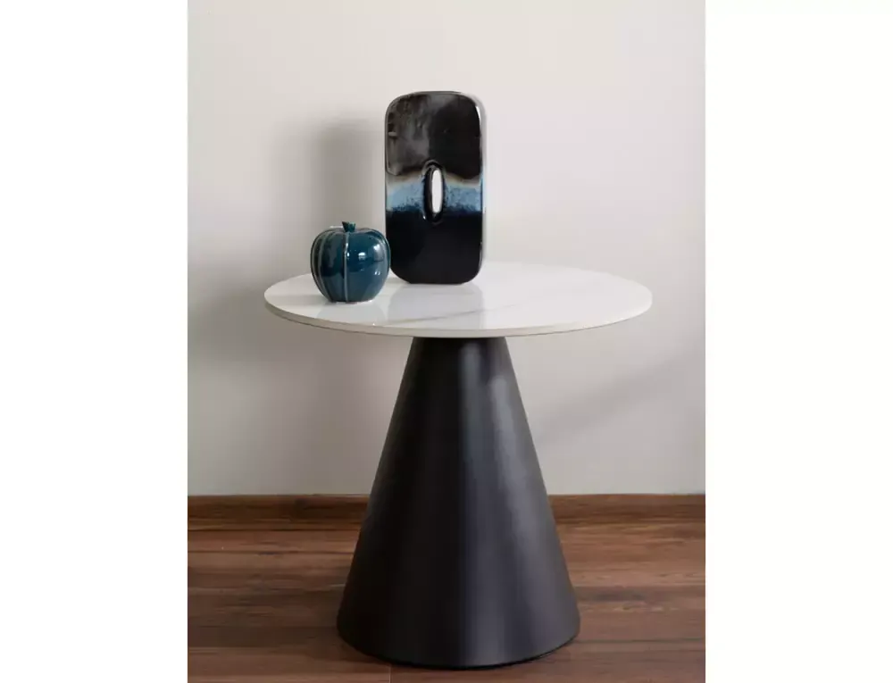 Stolik kawowy loft HILL BIAŁY/CZARNY FI50 Okrągły - HILLBCFI50