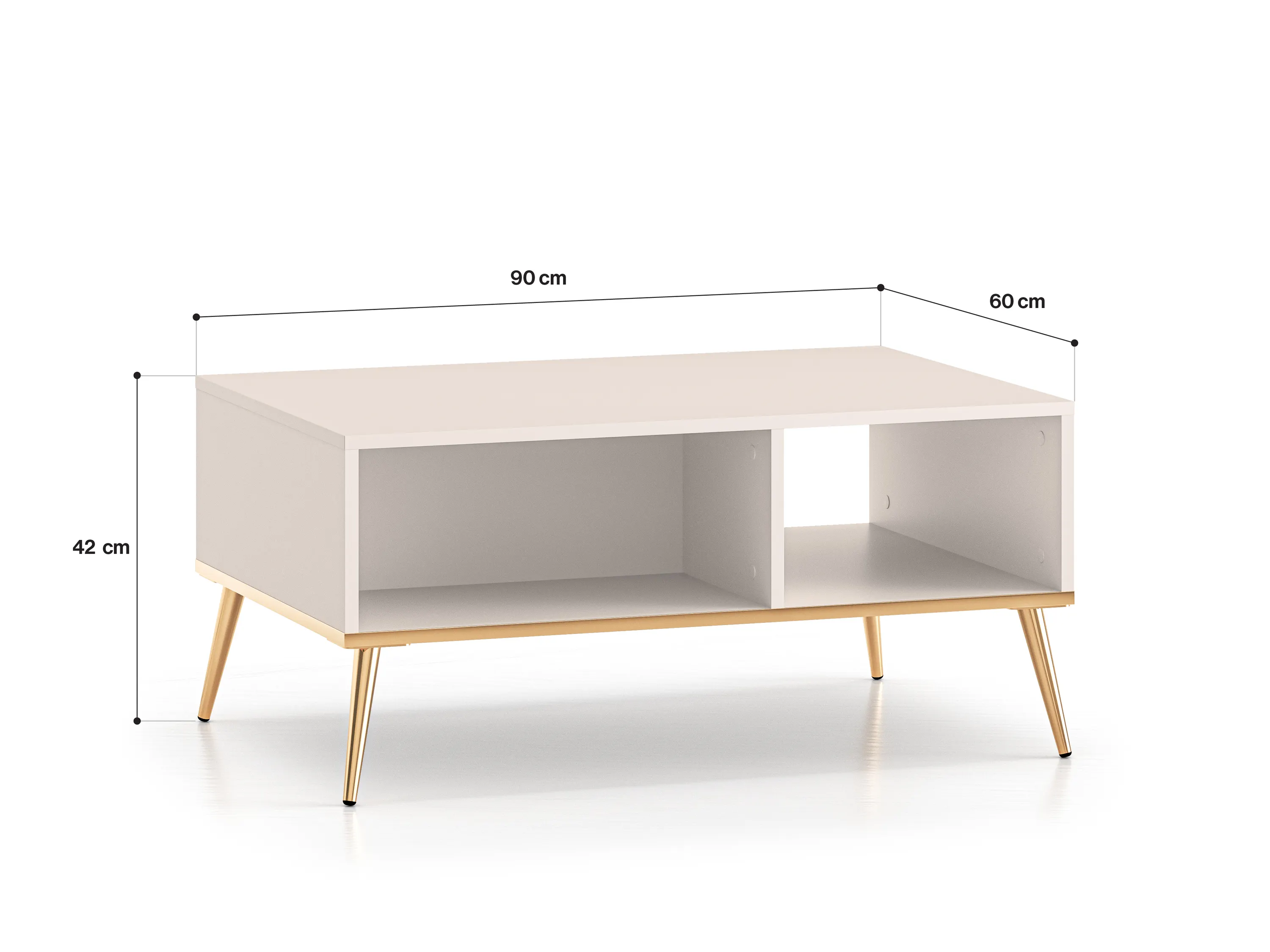 Stolik kawowy z półką SELGIN 07 kaszmirowy, złoty - 1SELG07-001