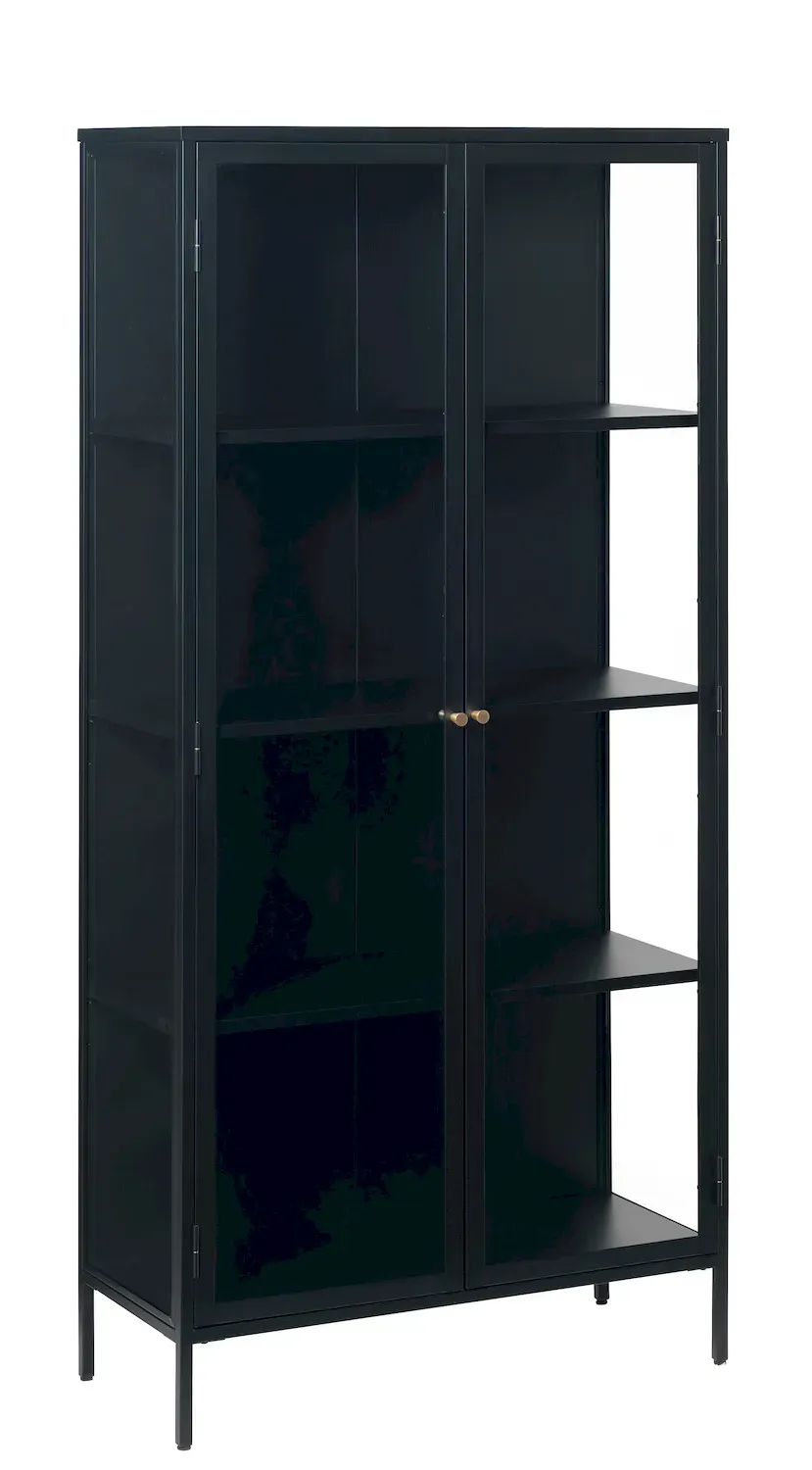 Witryna wysoka CARMEL 2-drzwiowa z przeszklonymi drzwiami i bokami W190 cm - czarna Witryna wysoka CARMEL 2-drzwiowa z przeszklonymi drzwiami i bokami W190 cm - czarna