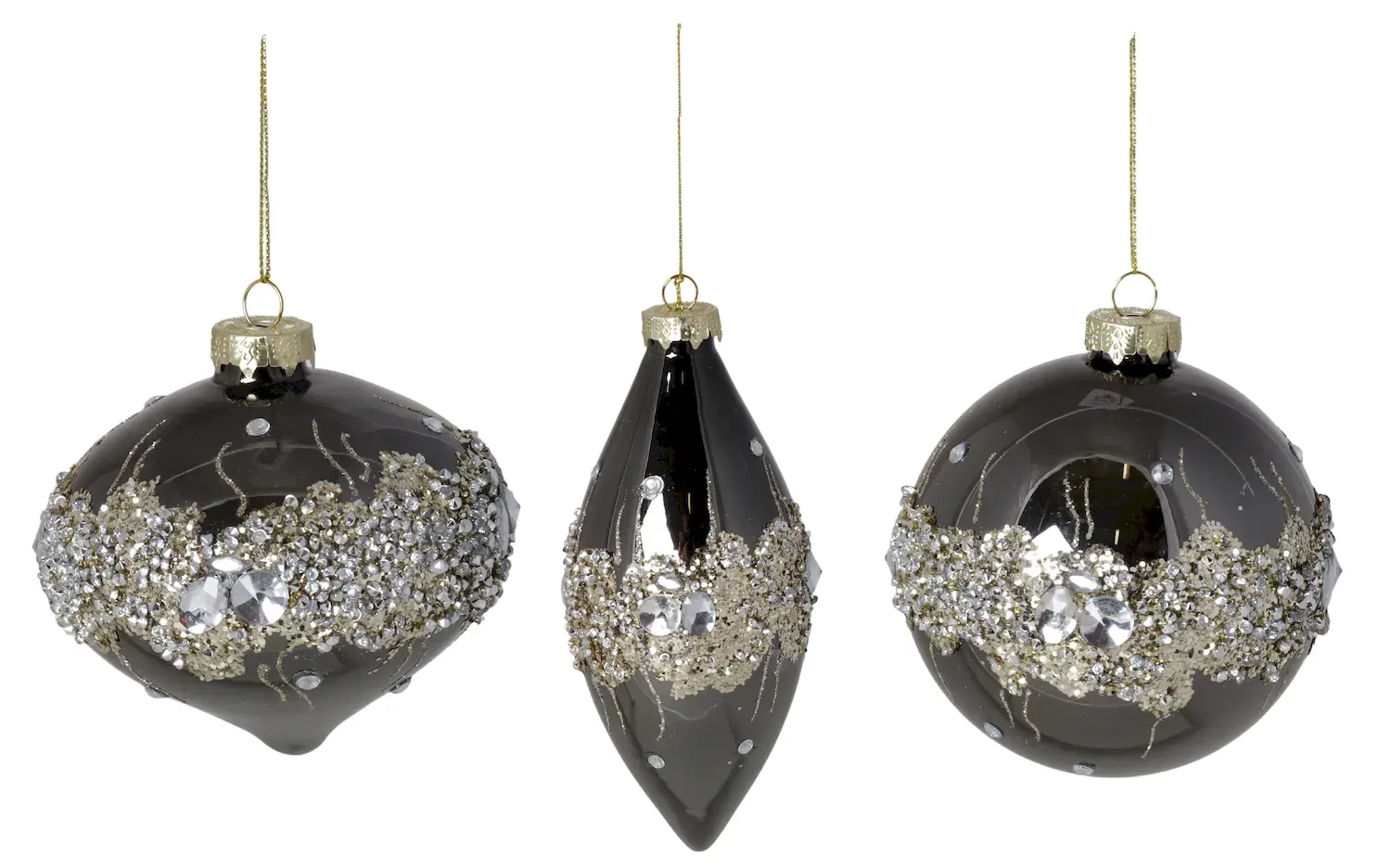 Bombki szklane 9 sztuk czarno-złote Bombki szklane 9 sztuk czarno-złote