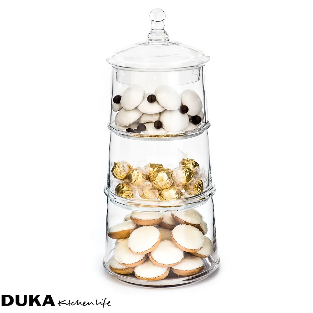 Słoik na ciastka DUKA CANDY 3-poziomowy 40 cm transparentny szkło — zdjęcie 9