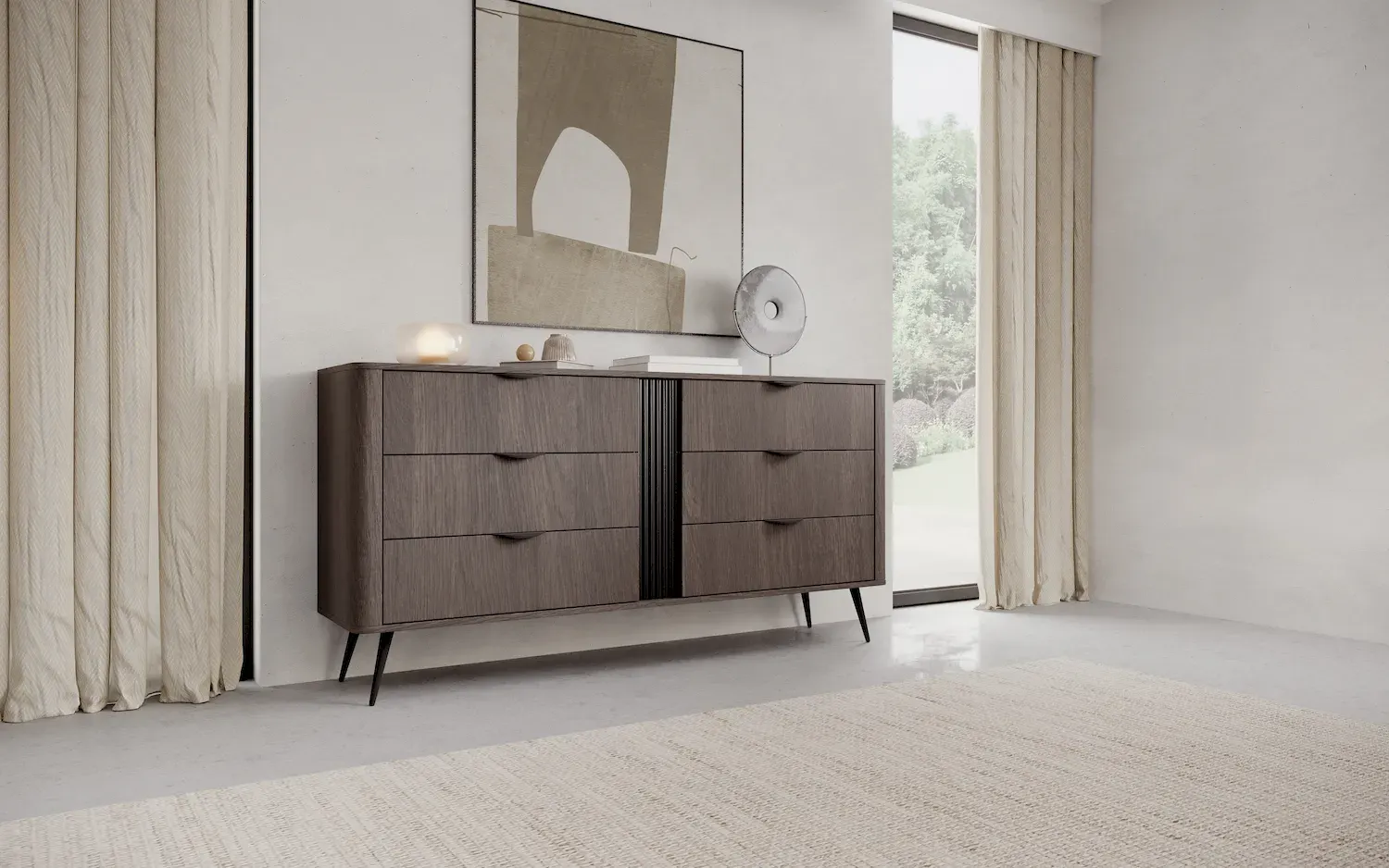 Komoda z 6 szufladami VERIS 163 dąb dunin czarny - LA_VERIS_KOMODA_163_6S