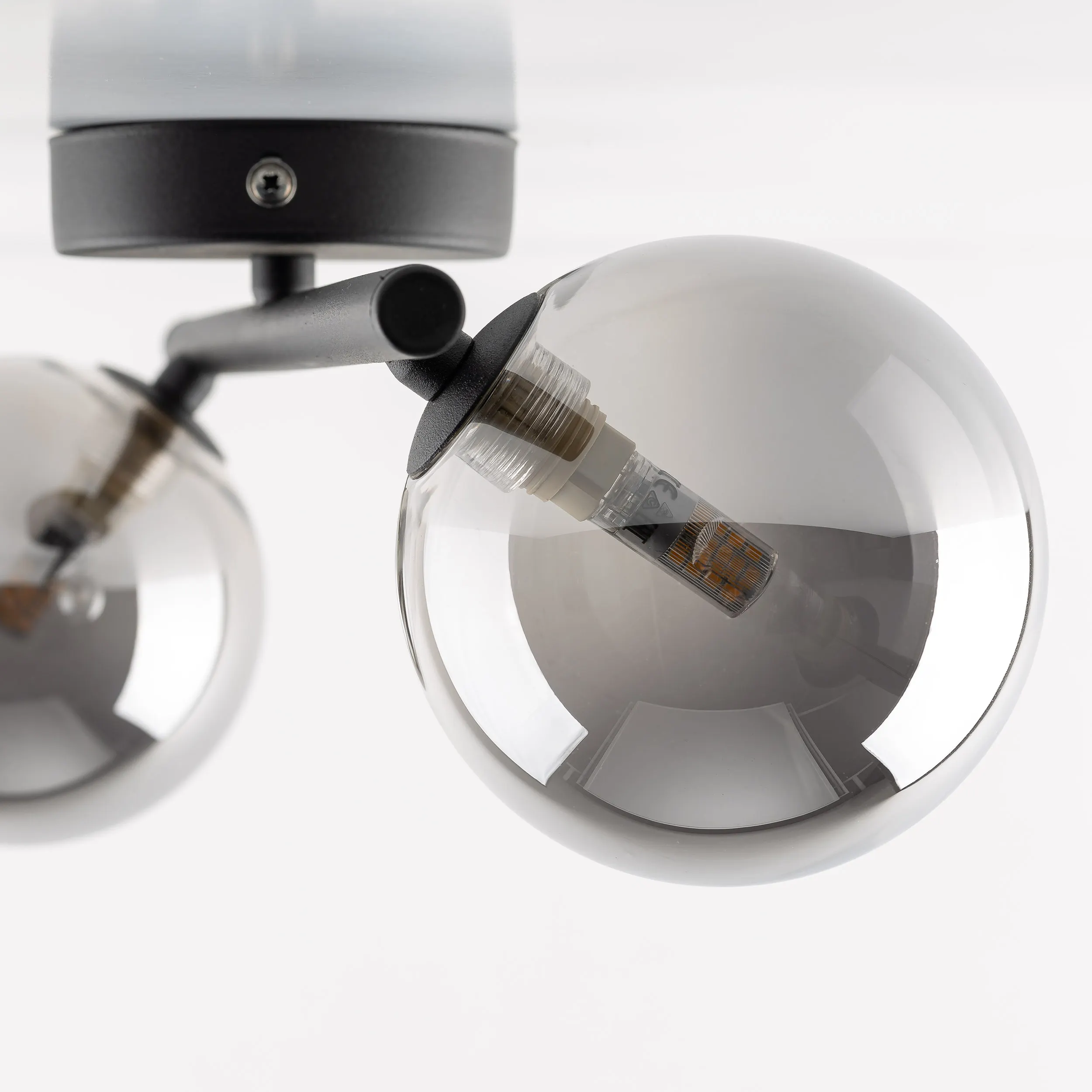 Lampa sufitowa ESTERA czarna z lustrzanymi okrągłymi szklanymi kloszami 42x23x17cm - TK_6854