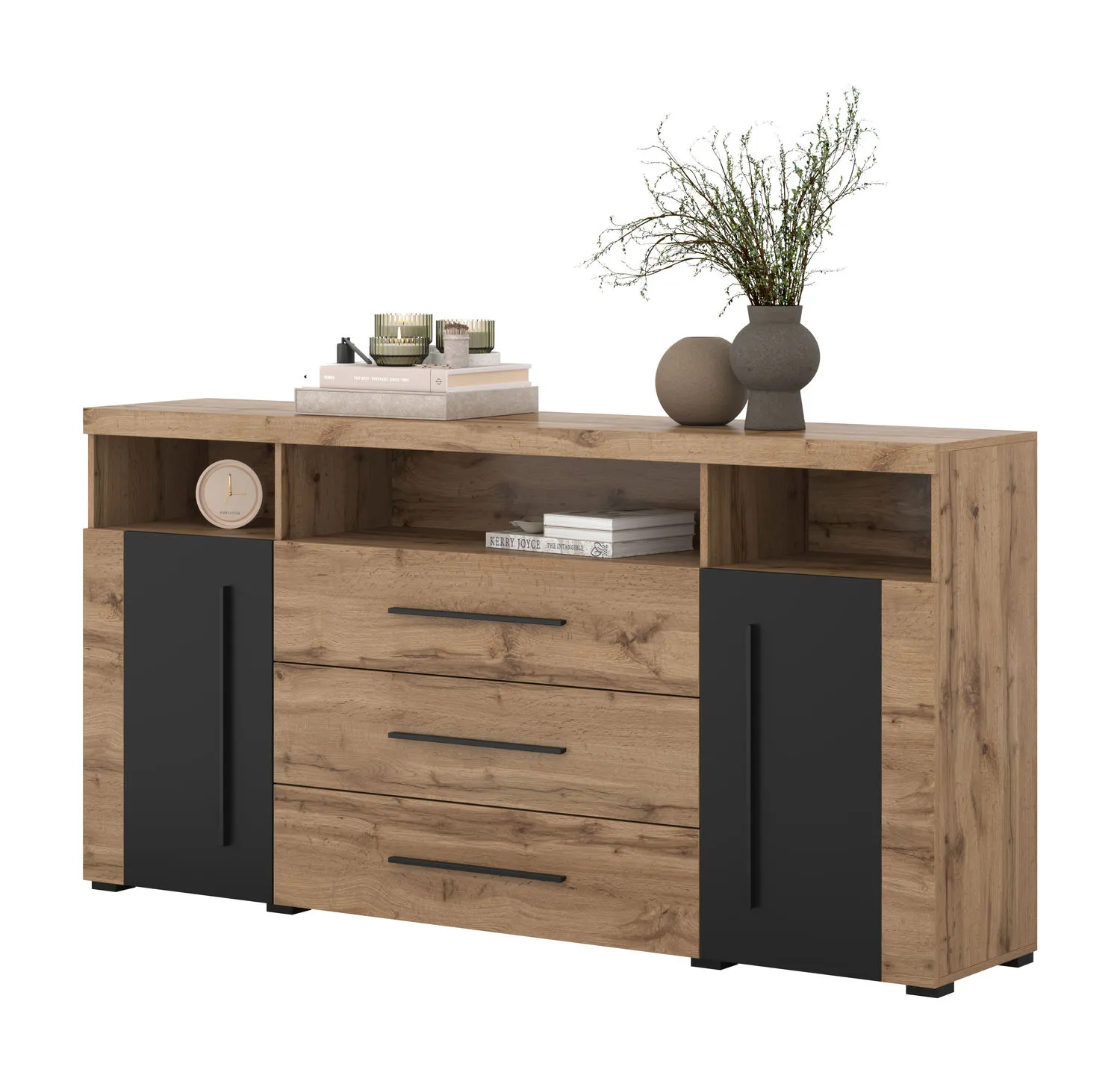 Komoda 2-drzwiowa z szufladami ROGER 2D3S (182cm) dąb wotan - 22N2ZH25