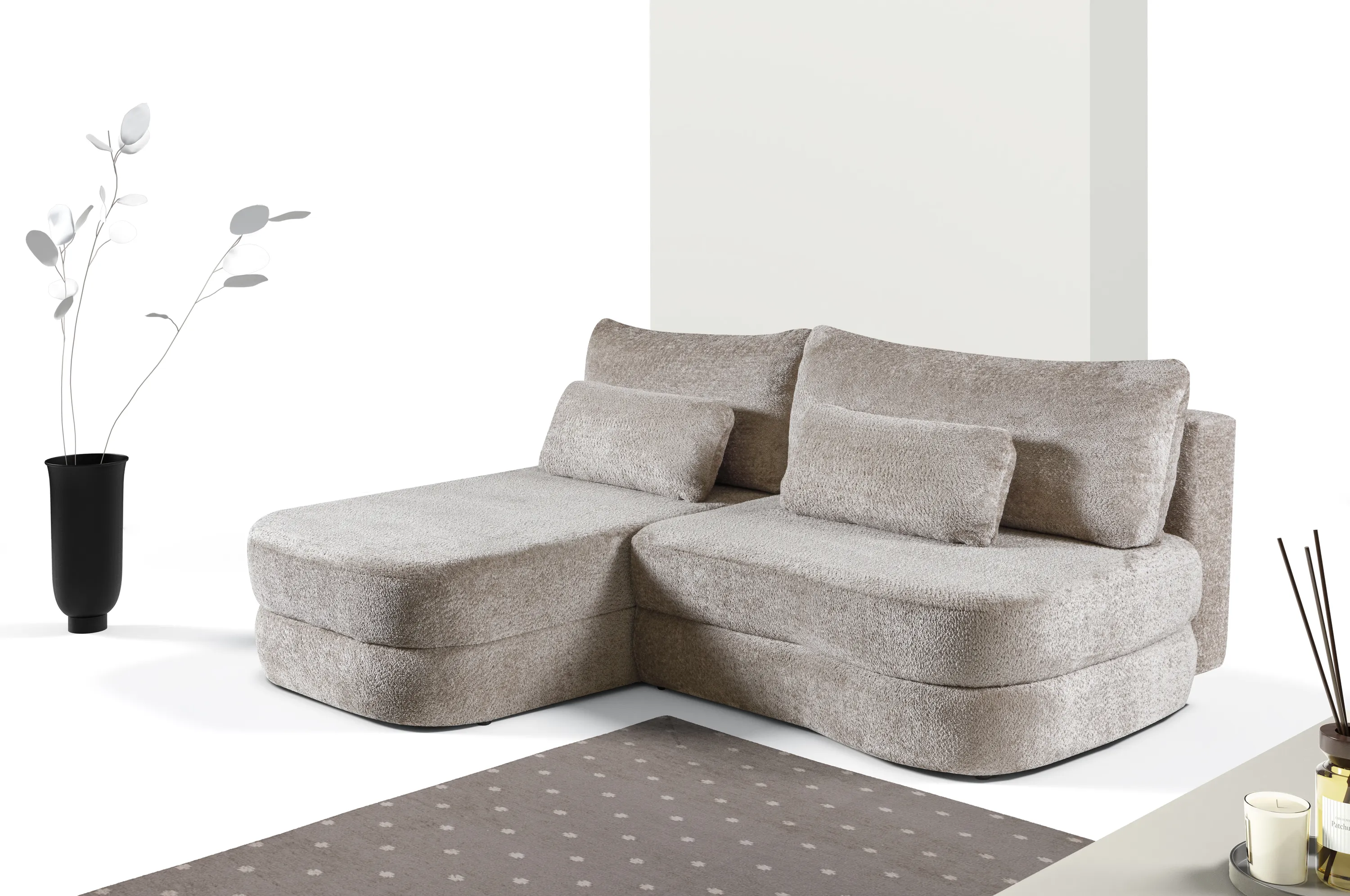 Narożnik rozkładany z pojemnikiem PIPI EUPHORIA 228 cm lewostronny beżowy — zdjęcie 8