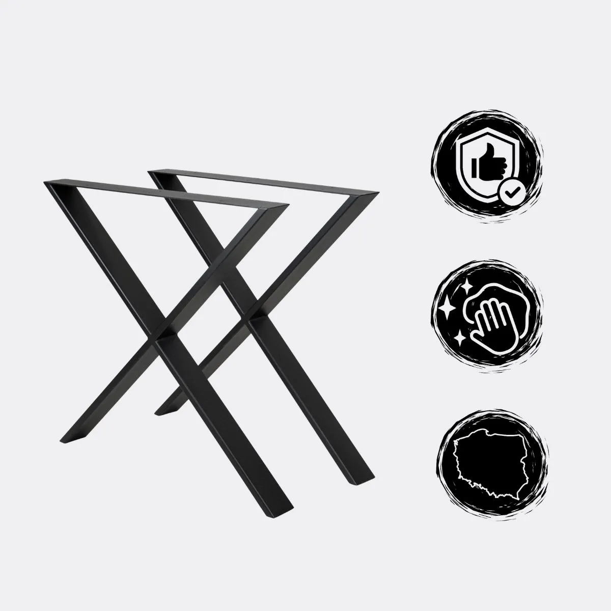 Metalowe nogi do stoły OBEIX stelaż pod blat zestaw 2 szt. czarne - LD_TZ000471