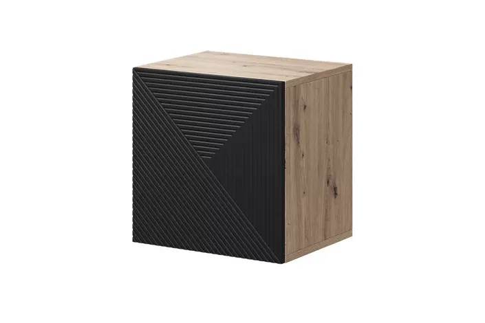 Szafka wisząca ASHA 40 1D - czarny mat - dąb artisan - ryflowany front
