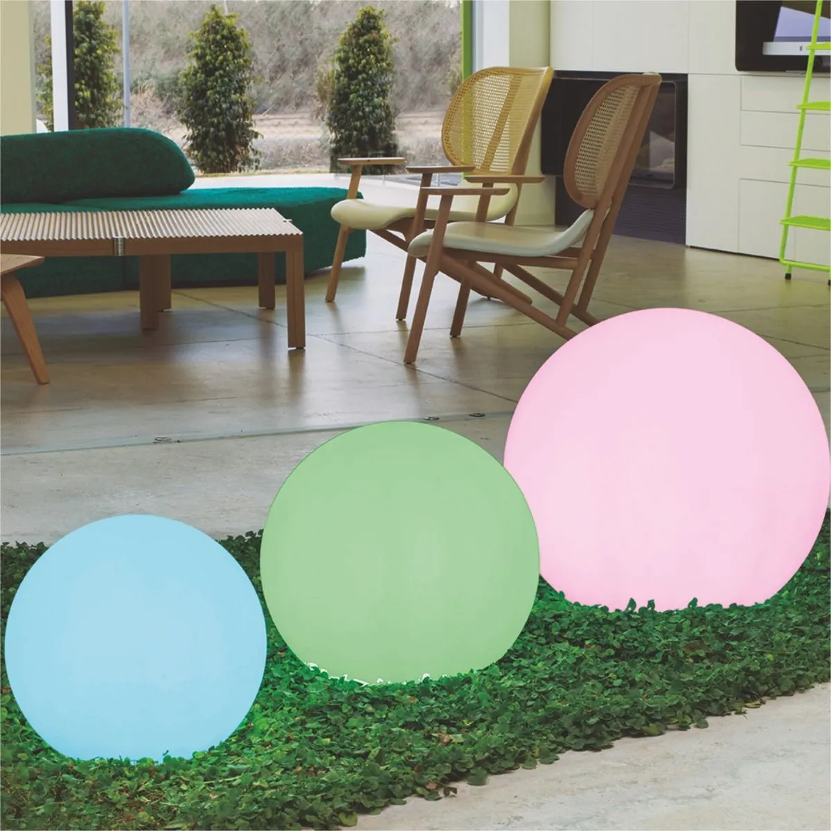 image design lighting, naboje ogrodowe, globes, colorful spheres, outdoor decor