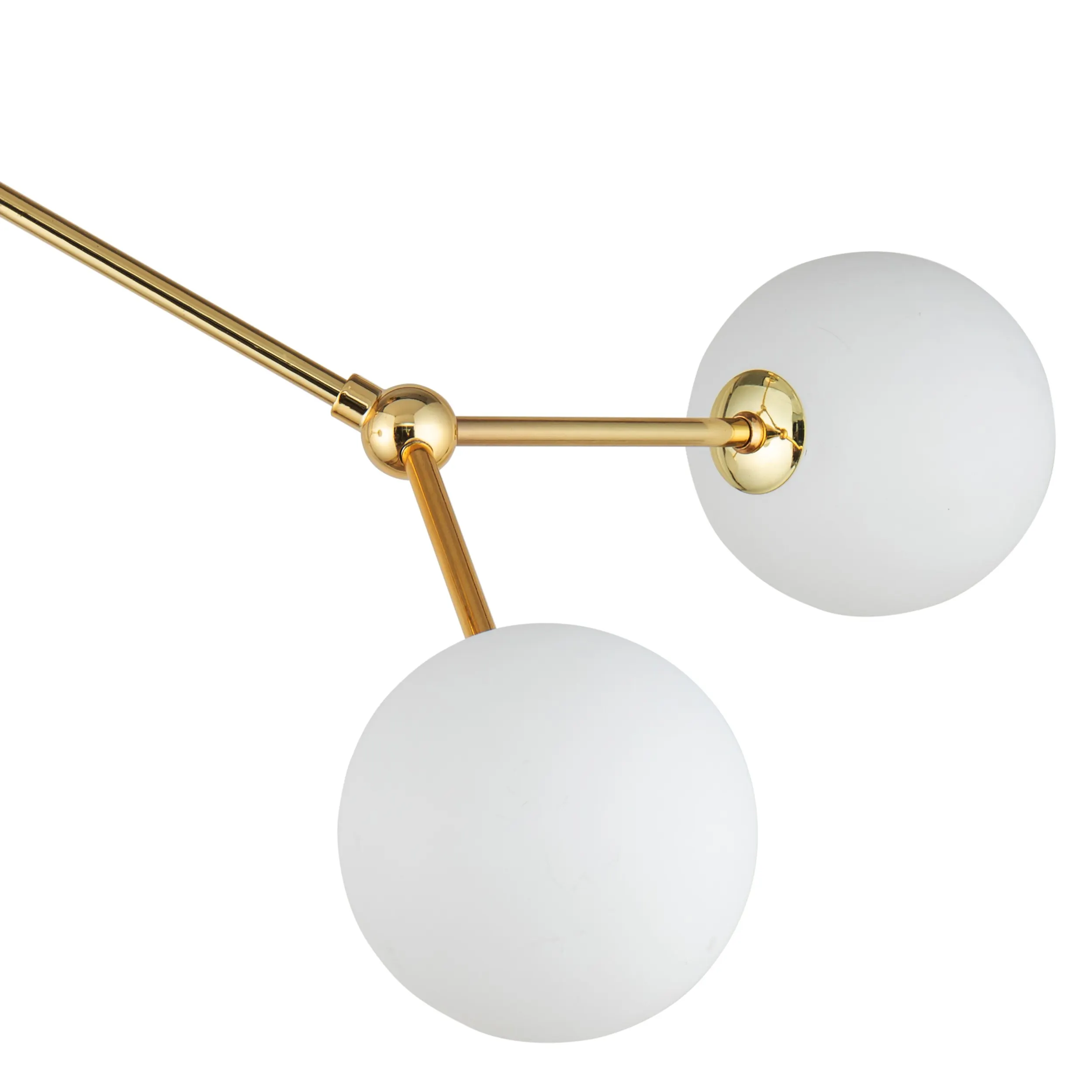 Lampa sufitowa FAIRY złota z białymi okrągłymi szklanymi kloszami 66x49x44cm - TK_6470