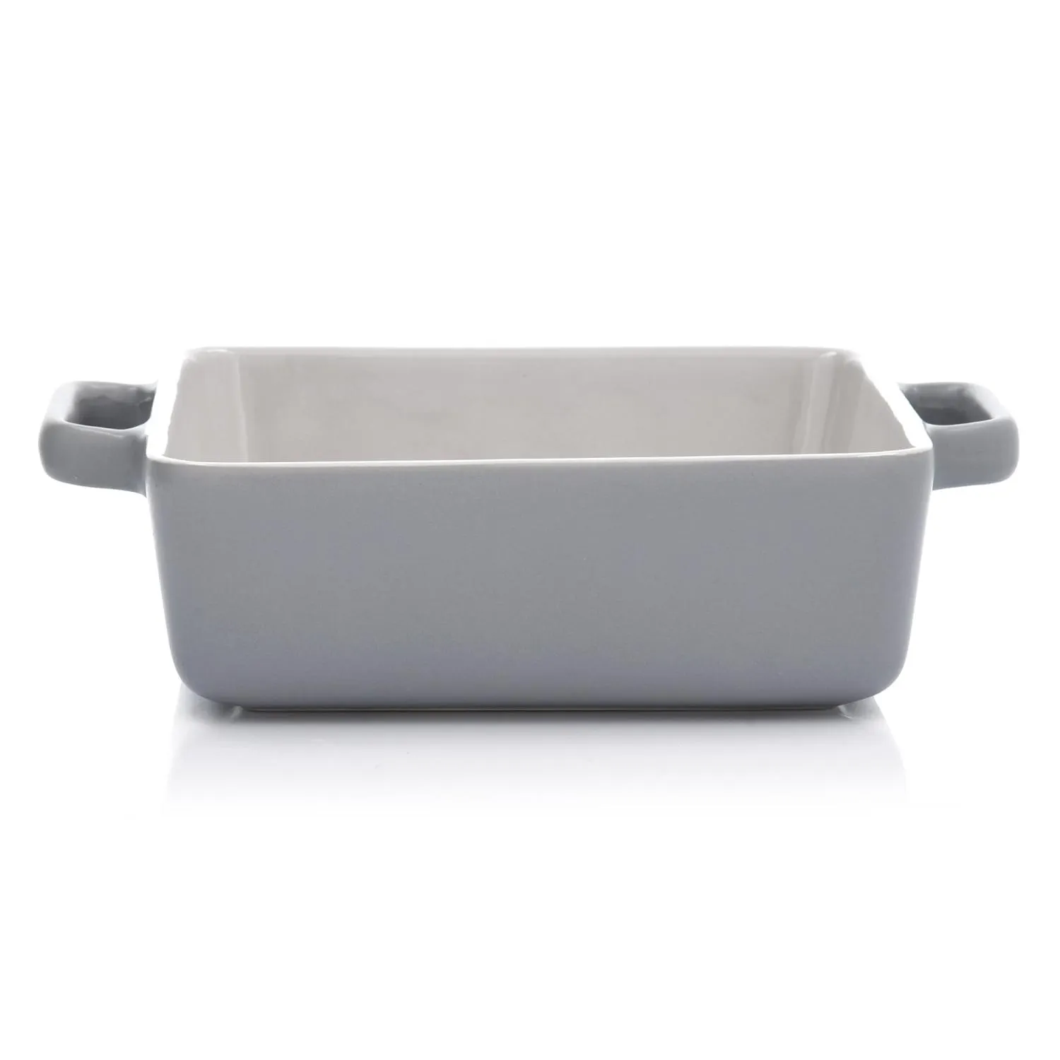 naczynie żaroodporne, pojemnik żaroodporny, szary, porcelanowy, dzielone uchwyty