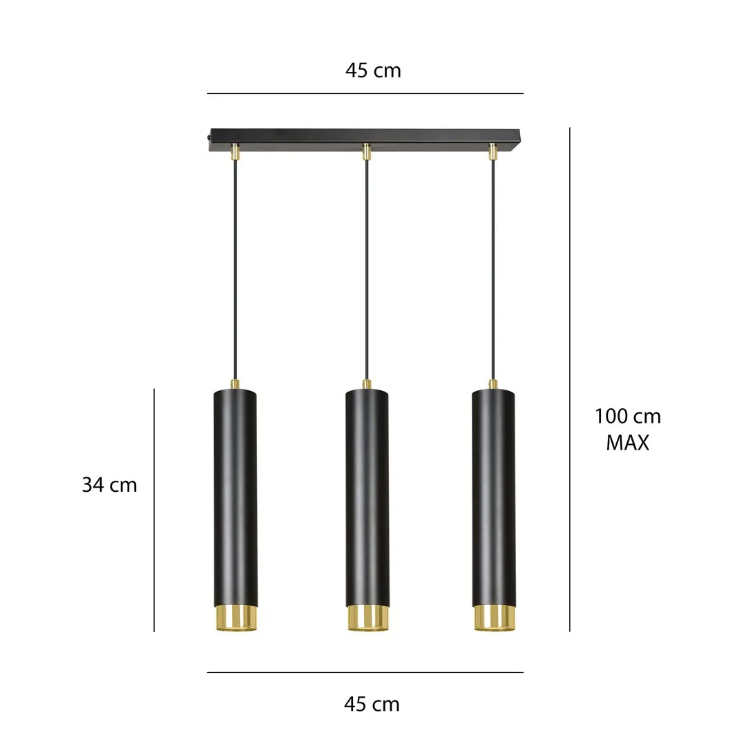 Lampa wisząca KIBO 3 czarny złoty — zdjęcie 8