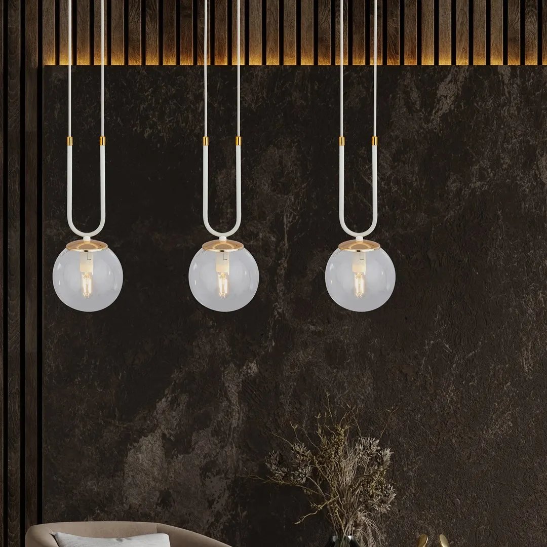 Lampa wisząca GLAM 3 biały transparentny — zdjęcie 4