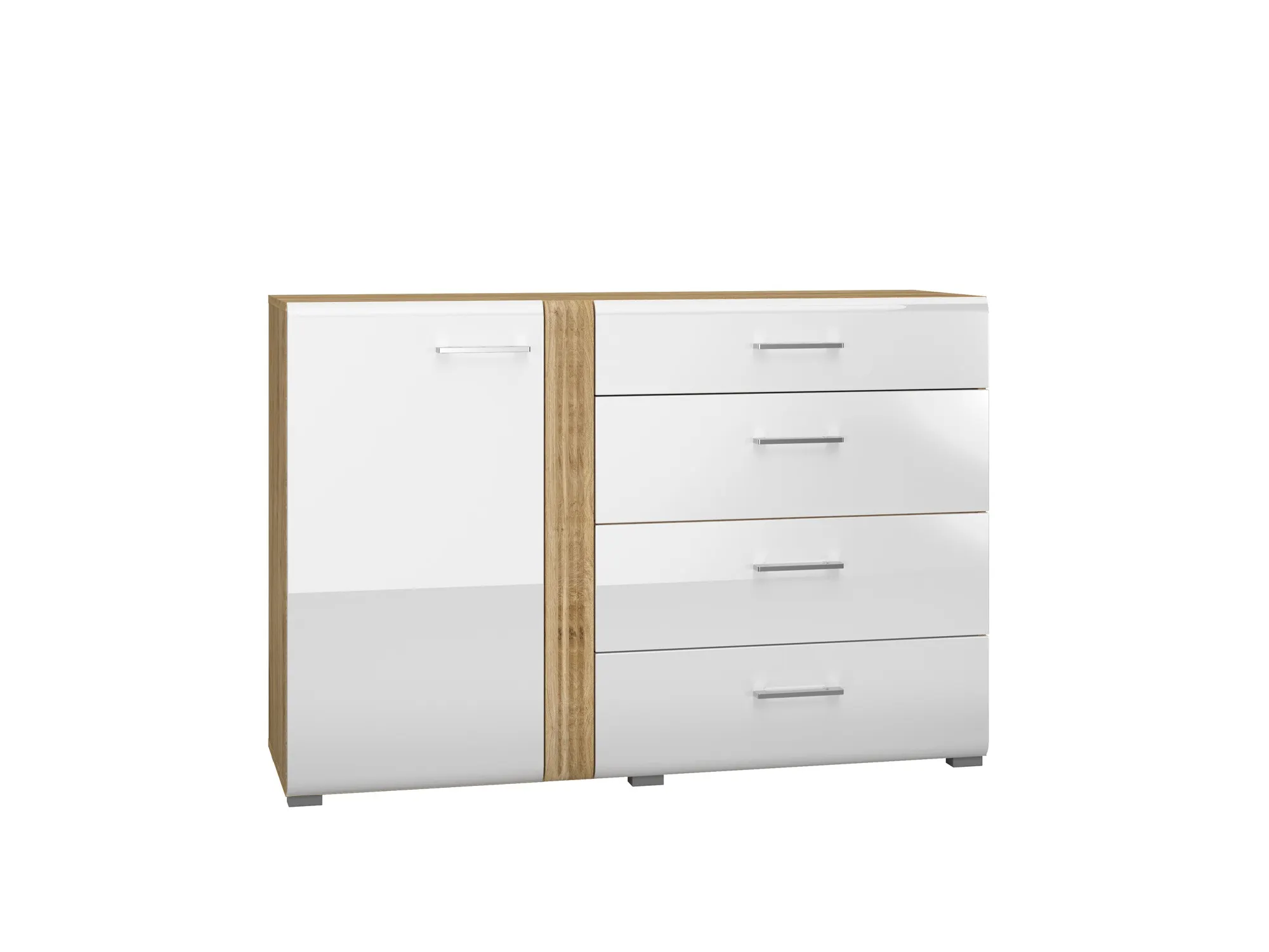 Komoda 1-drzwiowa z 4 szufladami ADAGIO 04 dąb castello, biały połysk
