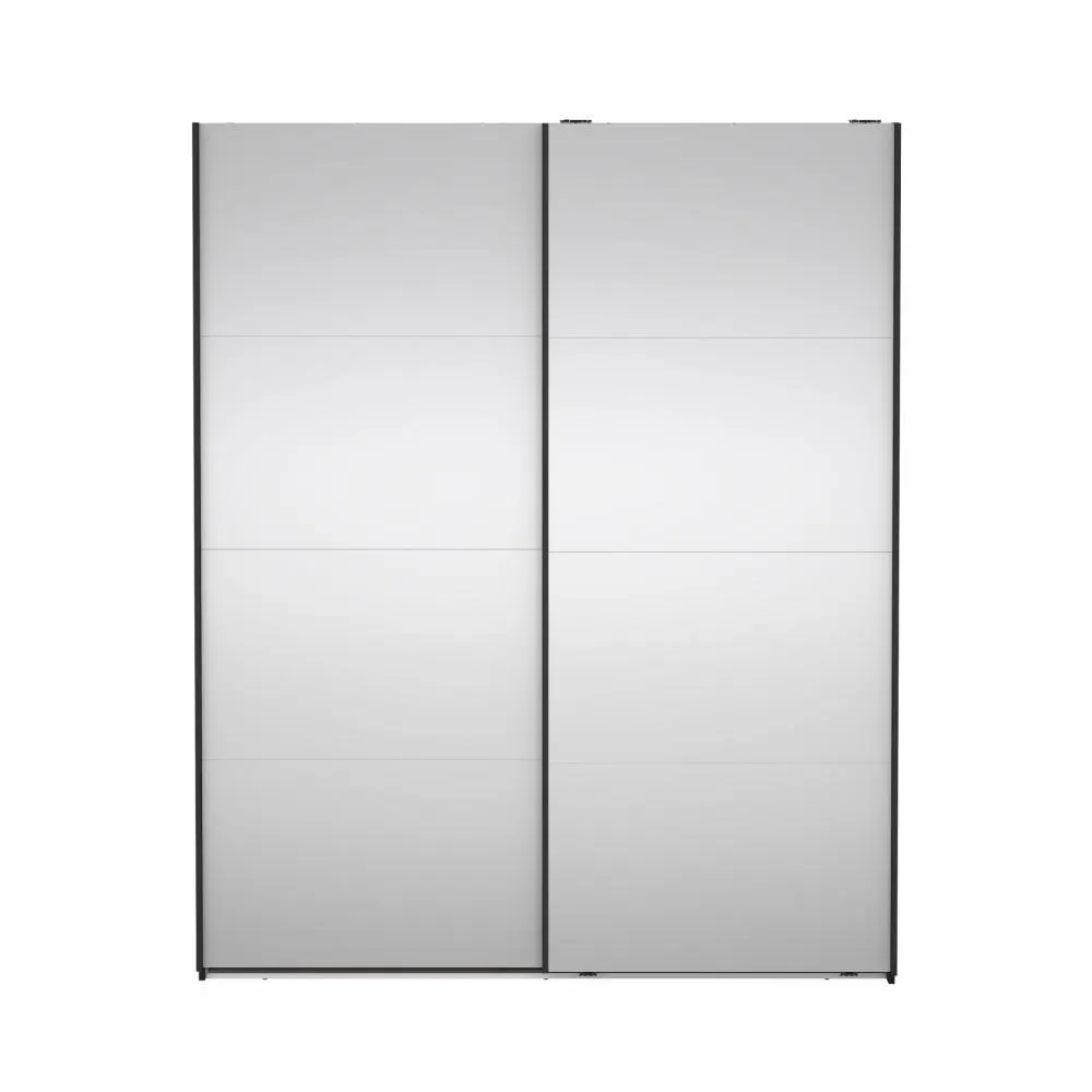 Szafa przesuwna 2-drzwiowa z lustrami BERGAMO 180 x 220 cm czarna - TV_65200/15GMMI