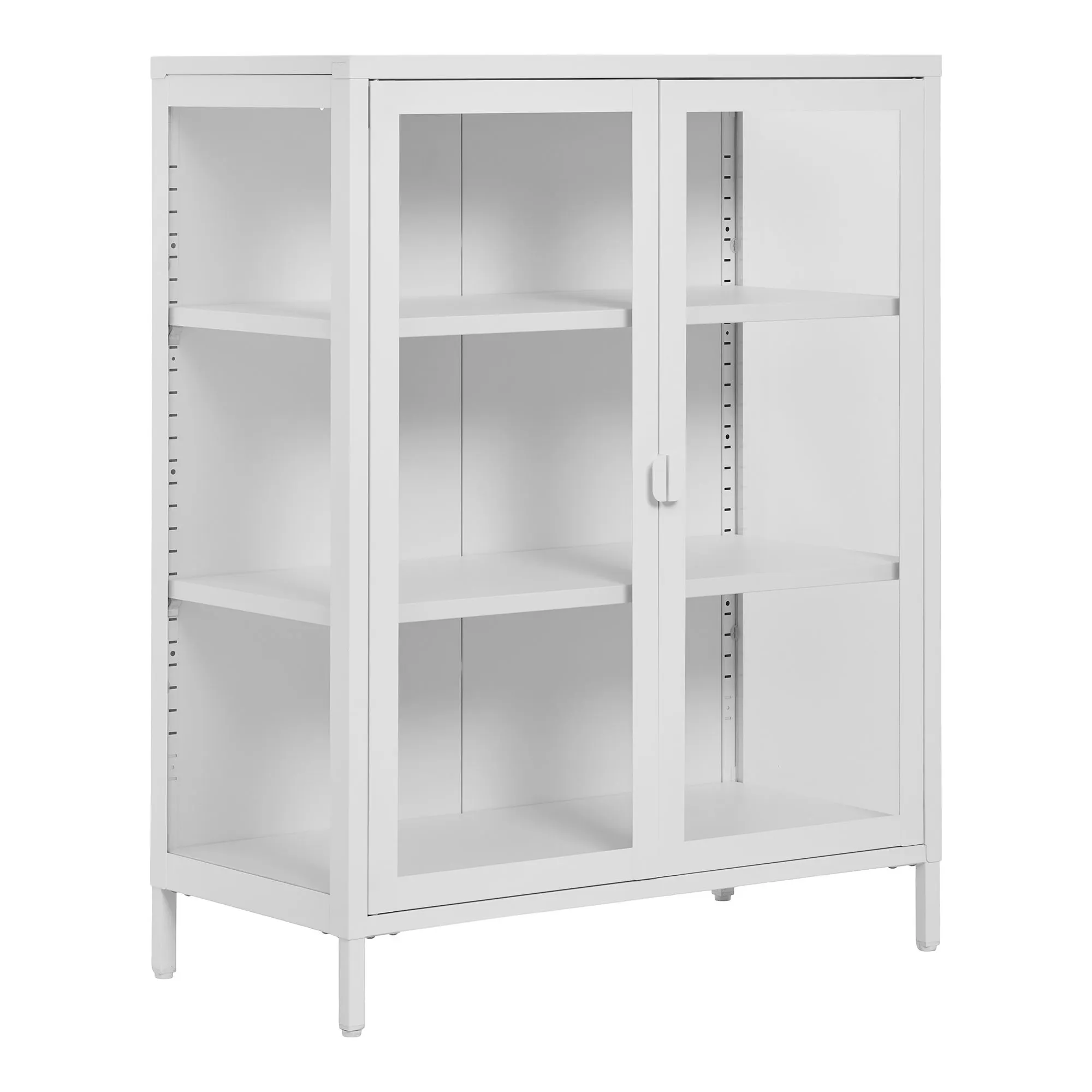 Witryna niska 2-drzwiowa BRISBANE przeszklone boki 80x40x101 cm - biała