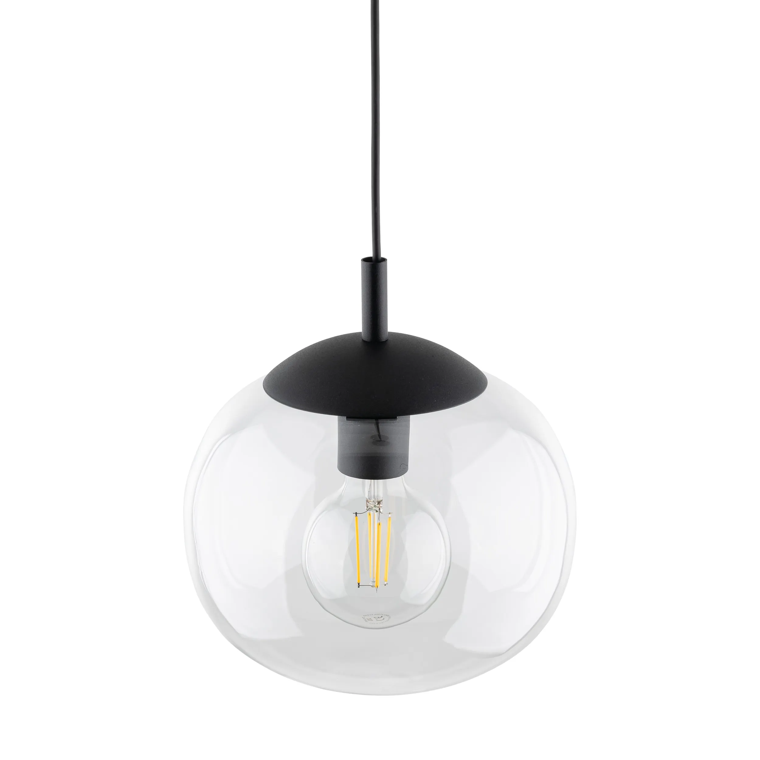 Lampa wisząca VIBE czarna z transparentnym szklanym okrągłym kloszem 175x35cm - TK_4818
