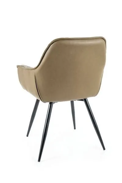 Krzesło z podłokietnikami Cherry Oliwkowy - skóra syntetyczna - CHERRYCOL