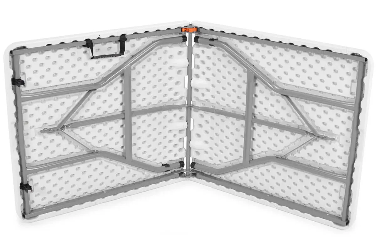 Zestaw mebli cateringowych, składany - stół 150 cm + 4 krzesła - biały, szary - FE5906480913036