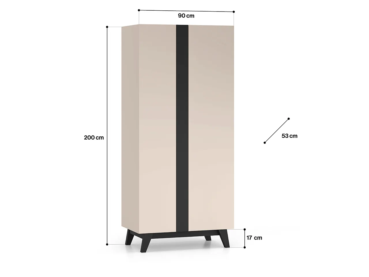 Szafa 2-drzwiowa FRESHION 200x90 beżowo-czarna - 1FRES01-001