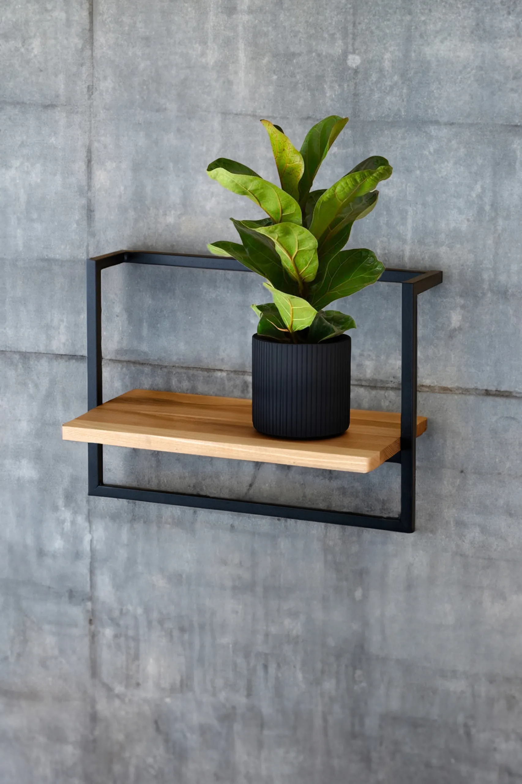 Kwietnik wiszący mwtal drewno NESLE M czarny naturalny - LD_TZ000083