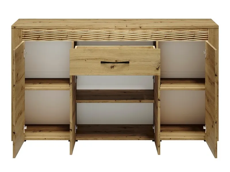 Komoda 4-drzwiowa z szufladą ARTIS 08 z oświetleniem, dąb artisan - 1ARTI08-001