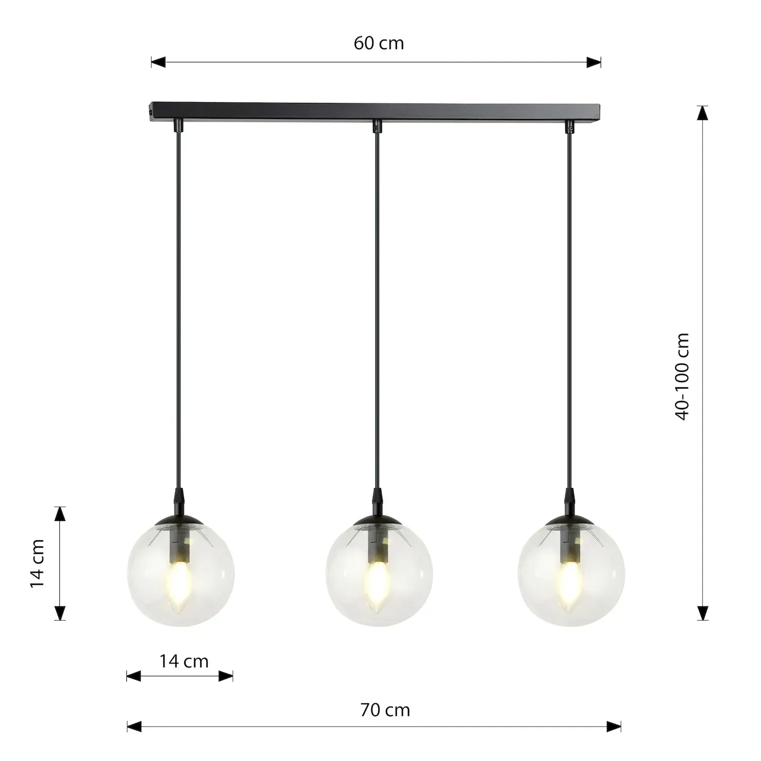 Lampa wisząca COSMO czarny transparentny - 711/3