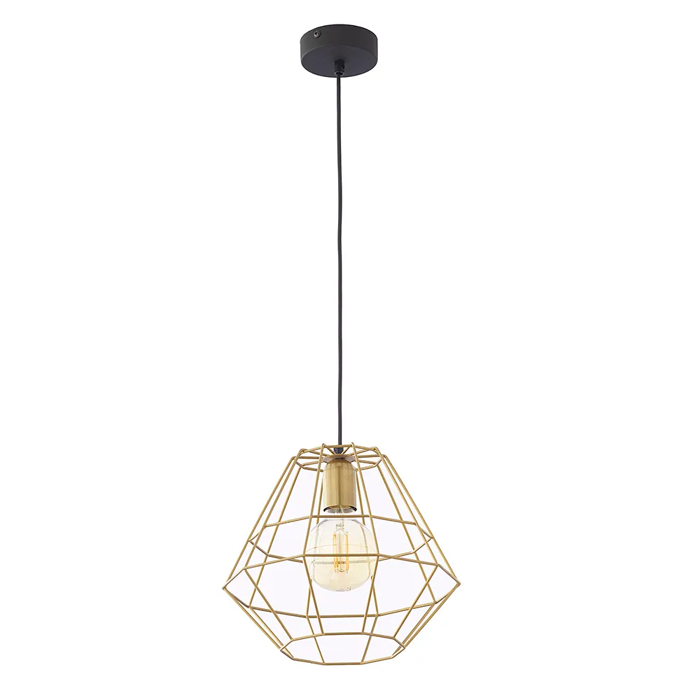 Lampa wisząca DIAMOND czarna ze złotym metalowym ażurowym kloszem 120x30cm