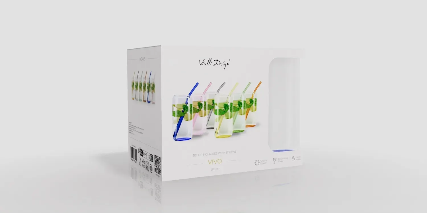Zestaw 6 szklanek ze słomkami VIVO 500 ml kolorowy - ND_32231