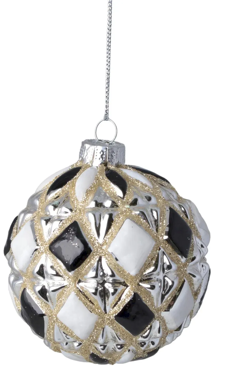 Bombka szklana 12 sztuk CZARNO-BIAŁA DISPLAY 3482 Bombka szklana 12 sztuk CZARNO-BIAŁA DISPLAY 3482