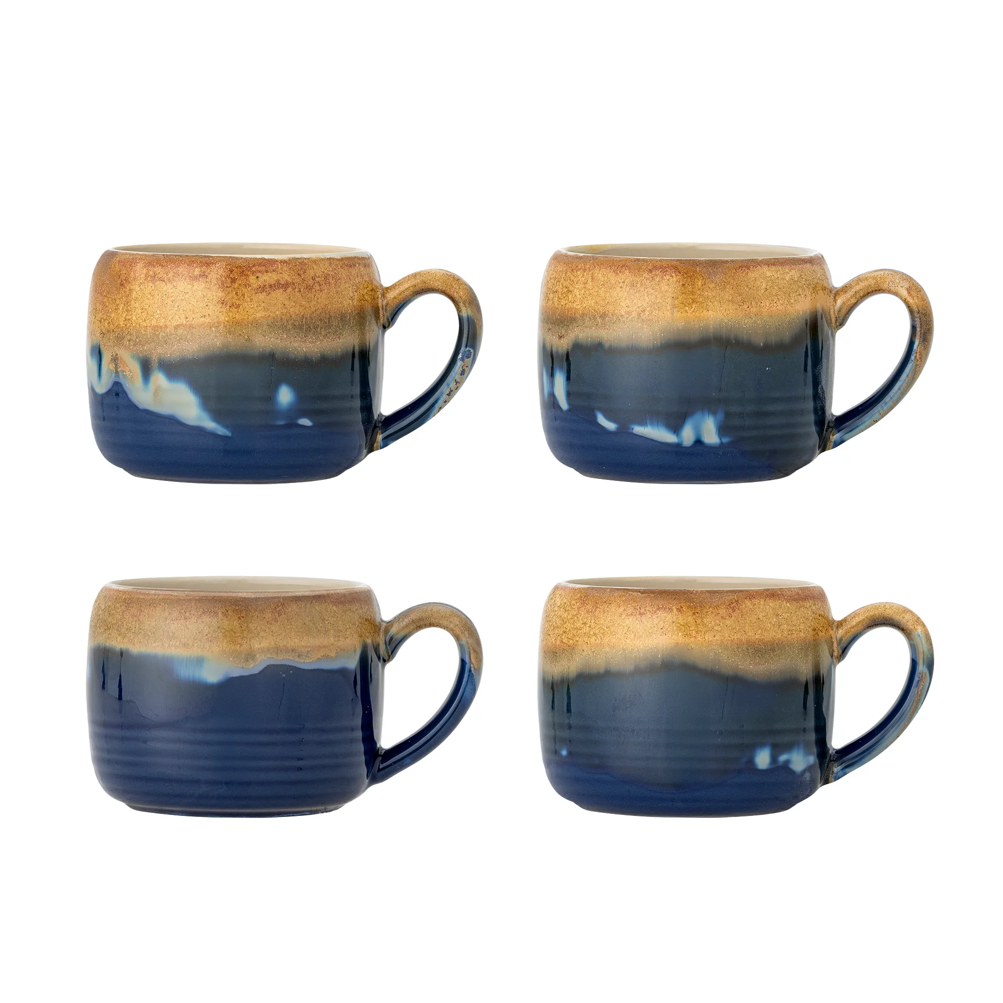 image mug, cup, ceramiczny, niebieski, zestaw czterech