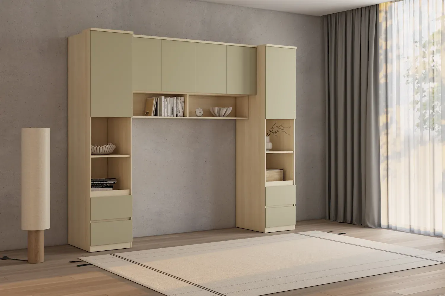 Szafka wisząca 4-drzwiowa P/L 166 cm TERRA 12 dąb Lindberg eukaliptus — zdjęcie 7