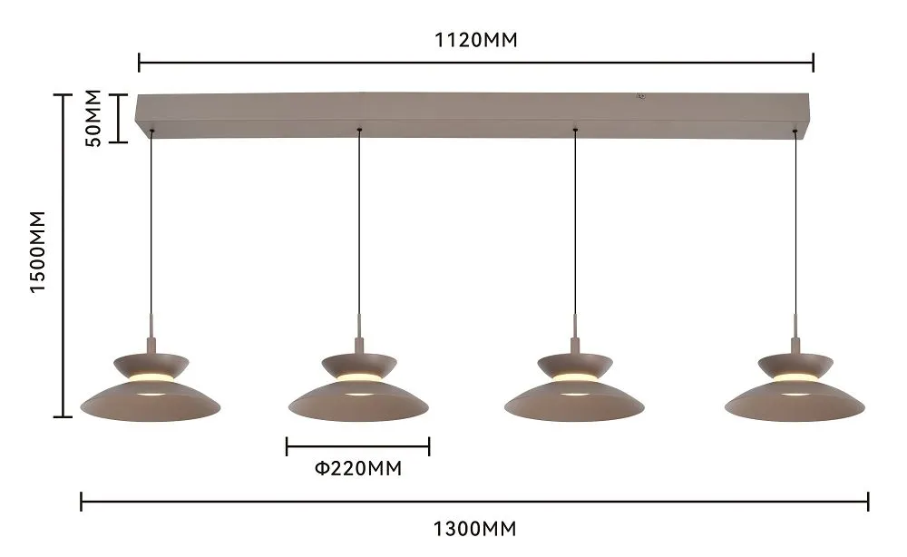 Lampa wisząca prosta GUBBIO 4 LED kaszmirowa — zdjęcie 7