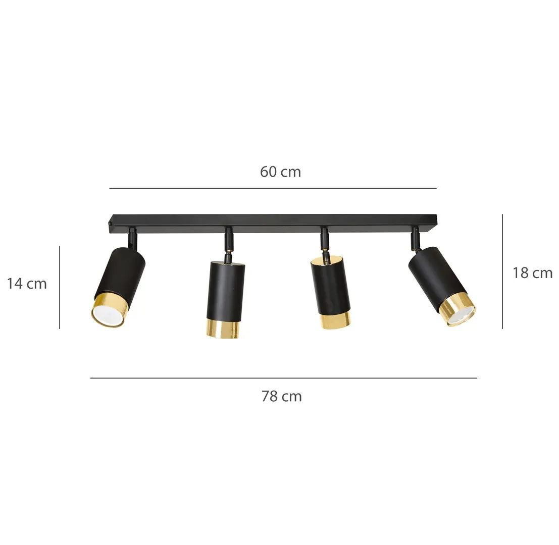 Lampa sufitowa HIRO 4 czarny złoty — zdjęcie 8