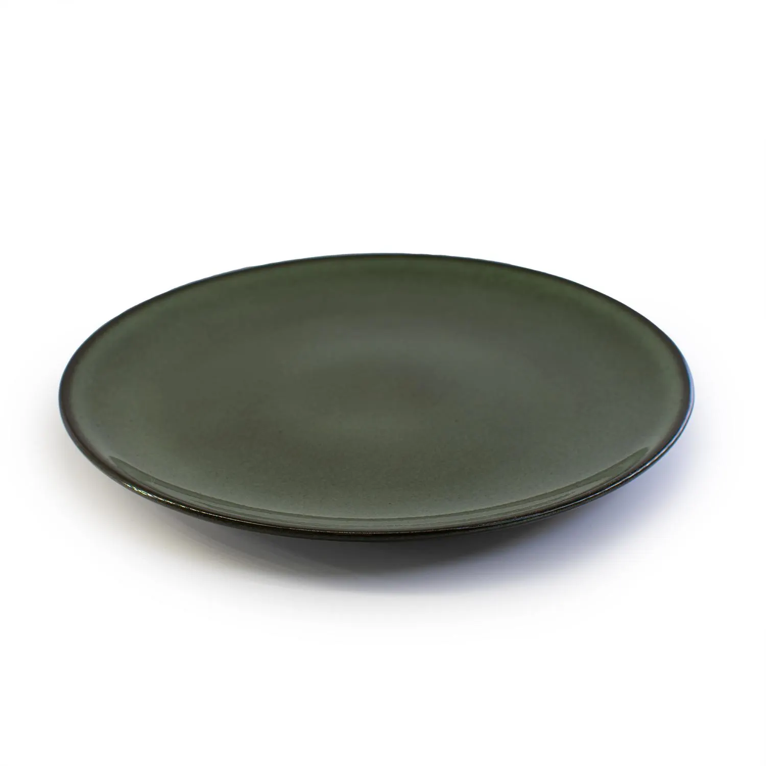 talerz, okrągły, zielony, ceramiczny, płaski