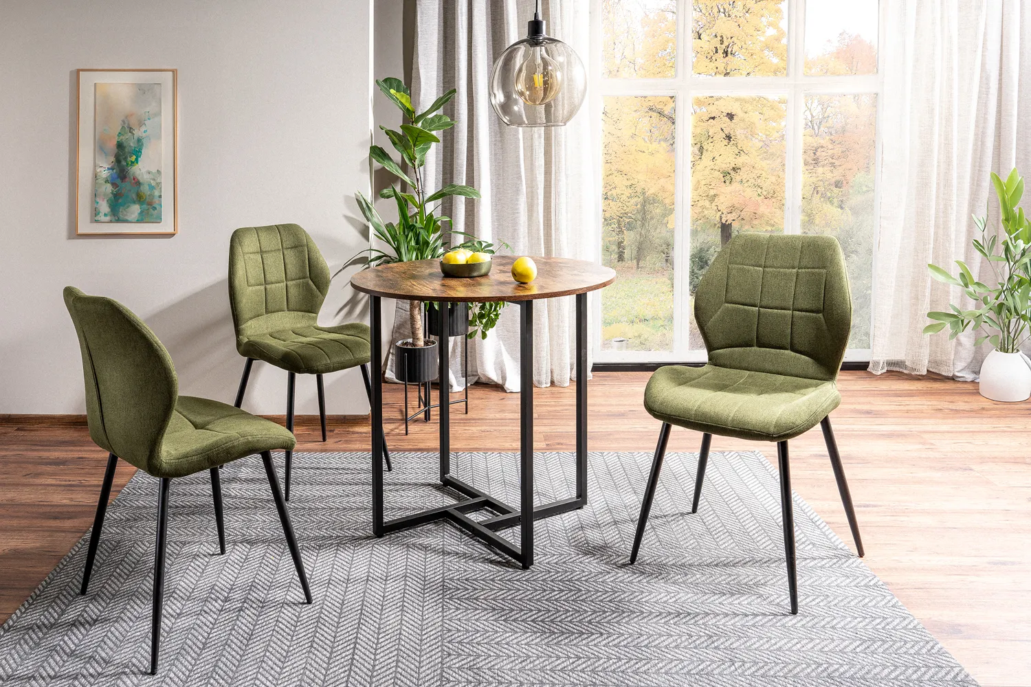 Stół okrągły ALTO II 80 cm brązowy/czarne metalowe nogi - ALTOIIBRRC80