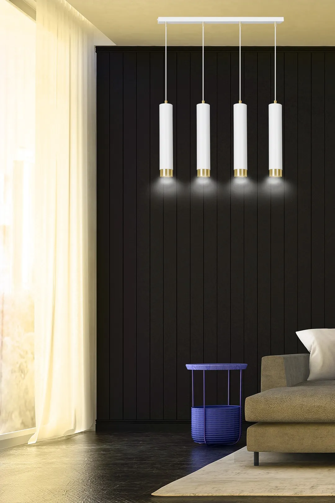 Lampa wisząca KIBO 4 biały złoty — zdjęcie 6
